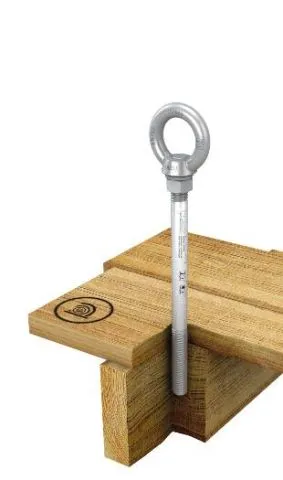 Edelstahl-Anschlagpunkt für Holz (Flachdach) 300 mm